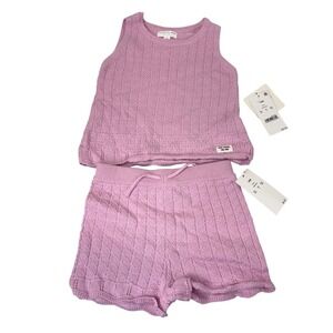 Grayson Mini Toddler Girls' Crochet Tank and Pull-On Shorts Set - Pink 18M